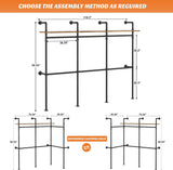 Aheaplus Industrial Pipe Clothing Rack with LED Lights & Shelves, Reversible 79.7in Heavy-Duty Garment Wardrobe for Walk-In Closet, Black