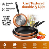 Gotham Steel Diamond 3-Piece Copper-Cast Frying Pan Collection with Nonstick Cookware Surfaces