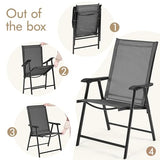 Yaheetech Set of 4 Outdoor Folding Dining Chairs with Armrests, Metal Frame & Backrest for Lawn, Garden, Yard or Poolside, Black