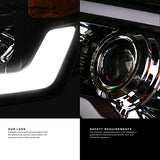 Alpha Owls 8710401 Crystal Headlights with Switchback Sequential LED Light Bar and Startup Light, Black and Amber, Fits 2009-2018 Dodge Ram 1500, 2500 and 3500 and 2019-2023 Classic Halogen Models