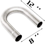JY Performance 8PCS Universal Exhaust Pipe Kit, 2.5 in. T304 Stainless Steel Tubing with Mandrel-Bent Straight and U-Bend Pipes