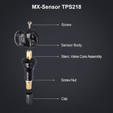 Autel MX-Sensor TPS218 Universal Programmable TPMS Sensors, 315MHz+433MHz Dual Frequency, Set of 4 with Rubber Valves, Screw-In OEM Replacement