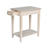 Narrow Transitional End Table in Natural Wood, Featuring One Drawer by Pemberly Row