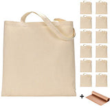 FunisFun 12-Pack Blank Canvas Tote Bags with PTFE Teflon Sheet, Reusable Bulk Shopping and Grocery Bags for DIY Crafts