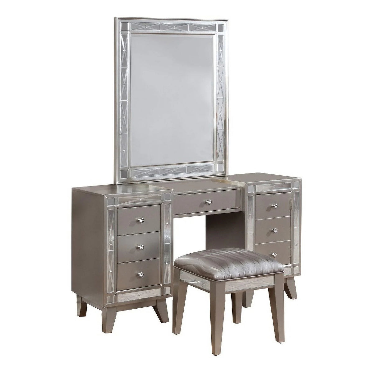 Pemberly Row 3-Piece Contemporary Wood Vanity Set with Metal Finish