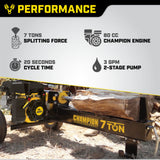 Champion Power Equipment Model 90720 7-Ton Log Splitter with Ram Force, Handling Logs up to 14 in. Diameter and 19 in. Length