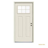 JELD-WEN 32 in. x 80 in. Primed Steel Craftsman Front Door with 6 Lite Glass, Left-Hand Inswing Prehung Design