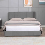 CECER King Upholstered Platform Bed with Velvet Adjustable Headboard, 4 Storage Drawers and Solid Metal and Wood Frame, Easy Assembly, Dark Grey