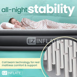EZ Inflate Twin Air Mattress with Built-In Pump, Double-High Waterproof Design and Flocked Top for Camping or Travel