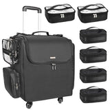 Relavel Rolling Makeup Train Case with 4 Wheels, Heat-Insulated Full-Layer Design, Adjustable Dividers and Organized Storage for Cosmetics and Hair Tools