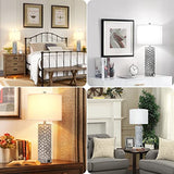 Brightever Farmhouse Table Lamps Set of 2 with Touch Controls, 3-Way Dimming, Dual USB Charging Ports and 2 Included A19 LED Bulbs for Nightstands and End Tables