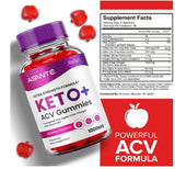 3-Pack Asante Keto ACV Gummies with Apple Cider Vinegar and Vitamin B12, 180 Gummies