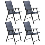 Yaheetech Set of 4 Outdoor Folding Dining Chairs with Armrests, Metal Frame & Backrest for Lawn, Garden, Yard or Poolside, Black