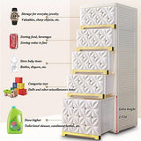 Tall Narrow Corner Cabinet with Removable Design, Storage Drawers and Casters for Bathroom, Kitchen, Laundry Room, Living Room or Bedroom