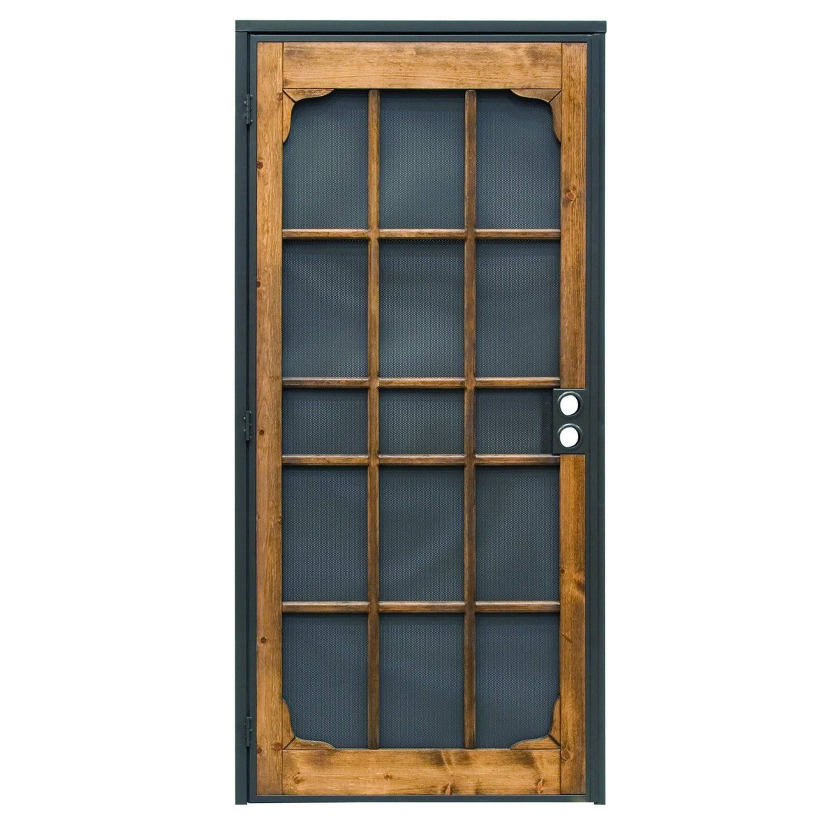 Bronze Reversible-Handing Security Door with Wood Guard by Precision Screen & Security