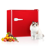 Auseo 1.2 Cu. Ft. Compact Upright Freezer for Home or Office, Mini Stand-Up Refrigerator-Freezer in Red