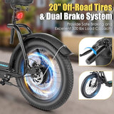 Caroma Peak 800W Fat-Tire Electric Scooter with 20X3 Tires, 20 MPH Top Speed, 30-Mile Range, Adjustable Seat, Detachable Basket, and Foldable Design