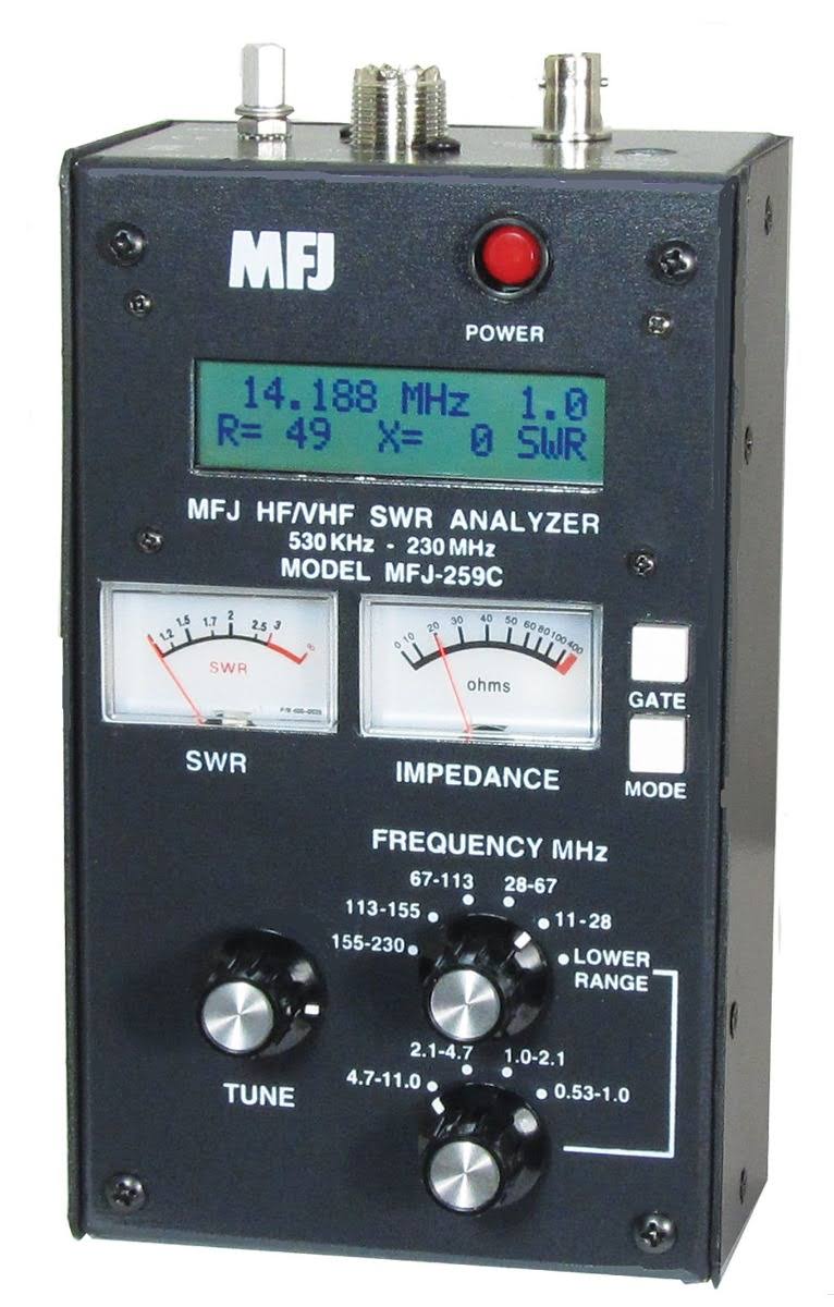 MFJ-259C Antenna Analyzer for HF/VHF Applications with Meters