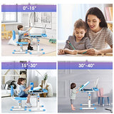 BELANITAS Adjustable Kids Study Desk and Chair Set in Green, Featuring a 40-Degree Tilt Desktop for Ages 5-12