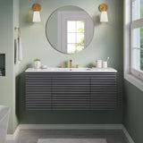 Modway Render Wall-Mounted Bathroom Vanity, 48-Inch MDF and Particleboard Cabinet in Gray/White