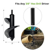 2 x 14.5-Inch Garden Auger Drill Bit with 3/8-Inch Hex Drive, Spiral Earth Post Hole Digger for Bulbs, Flowers and Bedding Planting