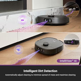 Eureka J15 Pro Ultra Robot Vacuum and Mop with Self-Emptying Base, 16,200 Pa Suction and Flex-Arm Mop, Featuring Hot Water Washing, Hot Air Drying, Anti-Tangle Technology and AI Obstacle Avoidance, Black
