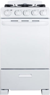 Summit RG200WS ADA-Compliant Freestanding Gas Range in White with 4 Burners, 2.3 cu. ft. Oven and Broiler Compartment