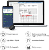 LOOKEE O2Ring by Wellue, Continuous Overnight Ring Pulse Oximeter and Oxygen Monitor