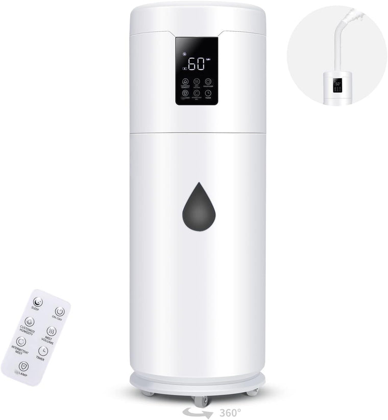 Hiswelle 17L 4.49Gal Ultrasonic Cool Mist Humidifier for Large Rooms up to 1000 sq ft, with Top Fill, 360° Nozzle, 4 Speeds, Humidistat and Essential Oil Tray