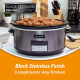 Crock-Pot 8-Quart Programmable Slow Cooker with Auto Warm Setting and Black Stainless Steel Finish