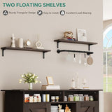 YITAHOME 47-Inch Farmhouse Buffet Cabinet with Power Outlet and Floating Shelves, Multi-Functional Kitchen and Living Room Storage Sideboard, Rustic Brown