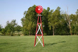 Outdoor Water Solutions 12-Foot Backyard Windmill with Red and White Powder-Coated Finish