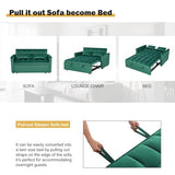 Convertible 3-in-1 Sleeper Sofa Bed with Pullout Bed and Side Pocket, Black Futon Loveseat for Living Room, Bedroom or Small Spaces