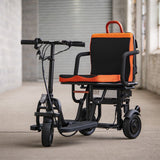 FeatherChair Ezfold Lightweight Electric Folding Power Scooter, Black and Orange