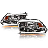 Alpha Owls 8710401 Crystal Headlights with Switchback Sequential LED Light Bar and Startup Light, Black and Amber, Fits 2009-2018 Dodge Ram 1500, 2500 and 3500 and 2019-2023 Classic Halogen Models