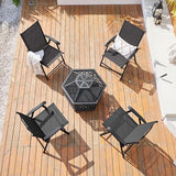 Yaheetech Set of 4 Outdoor Folding Dining Chairs with Armrests, Metal Frame & Backrest for Lawn, Garden, Yard or Poolside, Black