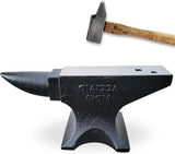 132-Lb Cast Steel Anvil with Single Horn, Round and Square Holes, High-Hardness Body and Stable Base for Metalsmith Bending and Shaping