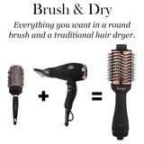 LANGE HAIR Le Volume 2-in-1 Titanium Brush Dryer, 75MM Hot Air Styler with Oval Barrel, Black