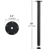 SKYSHALO Set of 4 Black Adjustable Solid Steel Desk Legs for Office Tables and Furniture, 28-Inch