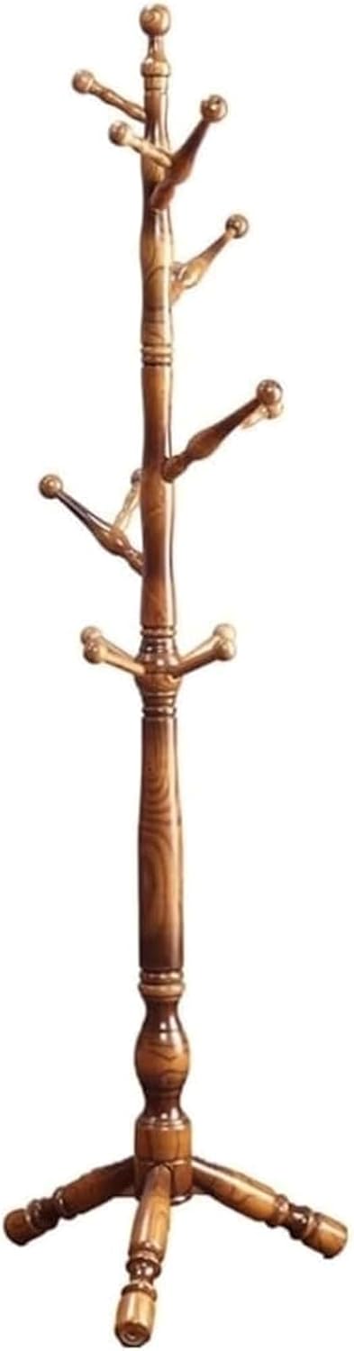 Modern Solid Wood Entryway Coat Rack with Standard Rod and 12 Hooks, Freestanding Organizer for Clothes, Hats, Jackets, and Scarves