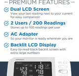 OMRON Platinum Upper Arm Blood Pressure Monitor with Bluetooth, Digital Readings for Two Users and Storage for 200 Measurements