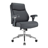 Realspace Keera Mid-Back Chair from the Modern Comfort Series, Gray Bonded Leather with Chrome and Silver Finish