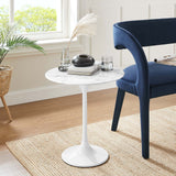 Modway Lippa 20-Inch Round Side Table with Artificial Marble Top, White