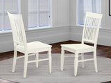 East West Furniture Weston 10 Linen White Wood Dining Chairs, Set of 2