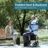 ELENKER Purple Upright Rollator Walker with Stand-Up Design, Padded Seat, Backrest and Compact Folding Adjustable Frame