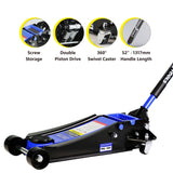 CQSXDA 4 Ton Low Profile Floor Jack with Dual Piston Quick Lift Pump, Heavy-Duty Steel Racing Design and 4-21 Lifting Range