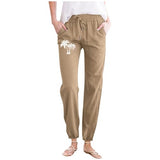 Womens Casual Solid-Color Pants with Printed Pockets, Minimalist Spring/Summer Workwear Suit
