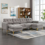 Soges Gray U-Shaped Sectional Sofa with Convertible 5-Seater Design and Ottoman, Living Room Couch Measuring 110×54