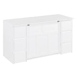 Twin Wall Bed with Wood Cabinet Frame, Charging Station, Outlet, USB Ports and Storage Drawers, Space-Saving Murphy Bed for Home Office or Studio, White