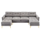 Soges Gray U-Shaped Sectional Sofa with Convertible 5-Seater Design and Ottoman, Living Room Couch Measuring 110×54